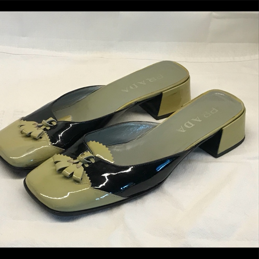 Prada patent mule slide